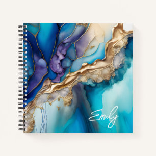 Carnet Nom personnalisé en écriture cursive sur fond de m
