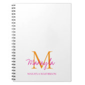 Carnet Nom personnalisé en script rose monogramme (Devant)