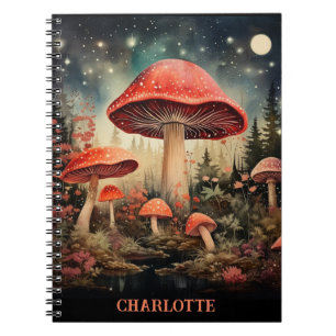 Carnet Nom personnalisé Enchanter Magic Fairy Mushroom