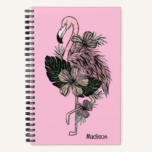 Carnet Nom personnalisé et couleur Flamant rose rose
