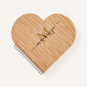 Carnet Nom personnalisé et monogramme Coeur en forme de s