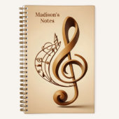 Carnet Nom personnalisé et texte - Note de clic musicale (Recto)