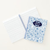 Carnet Nom personnalisé féminin motif floral bleu (Intérieur)