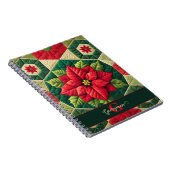 Carnet Nom personnalisé Festif Floral Patchwork Poinsetti (Côté Droit)