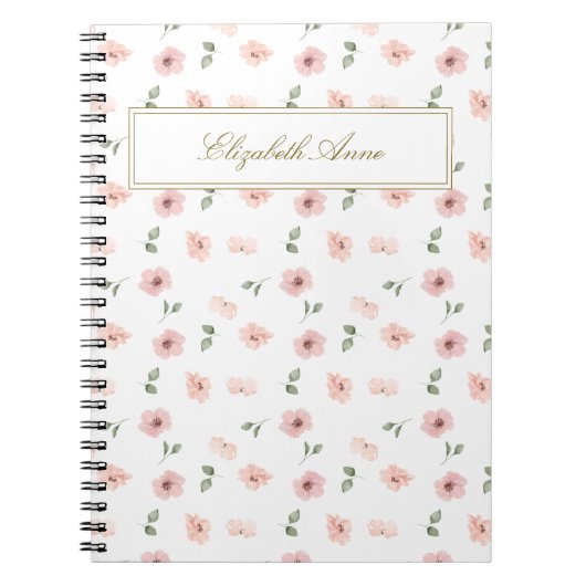 Carnet Nom personnalisé floral (Devant)
