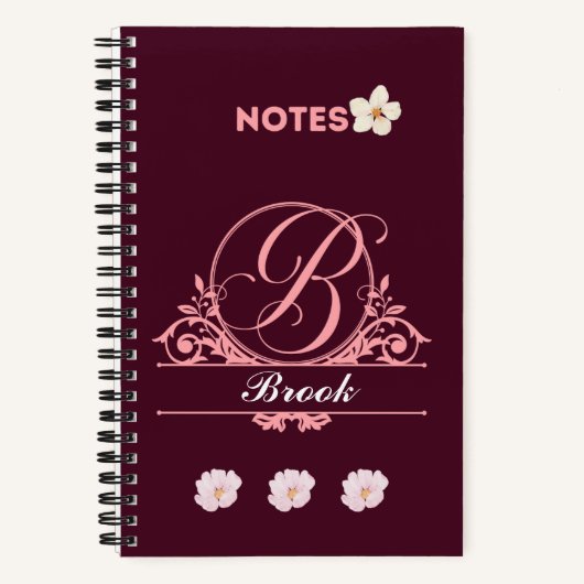 Carnet Nom personnalisé Floral Design en Bourgogne (Recto)