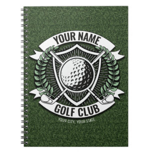 Carnet NOM personnalisé Golfer Golf Club Turf Clubhouse