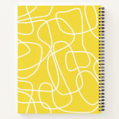 Carnet Nom personnalisé Gris Jaune Abstrait Line Art (Dos)