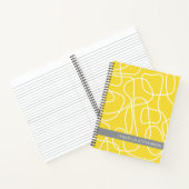 Carnet Nom personnalisé Gris Jaune Abstrait Line Art (Intérieur)