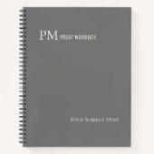 Carnet Nom personnalisé gris simple (Devant)