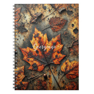 Carnet Nom personnalisé Grungy Autumen Feuilles industrie