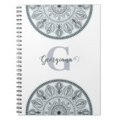 Carnet Nom personnalisé Harmonie Florale Gris Monotone Ma (Devant)