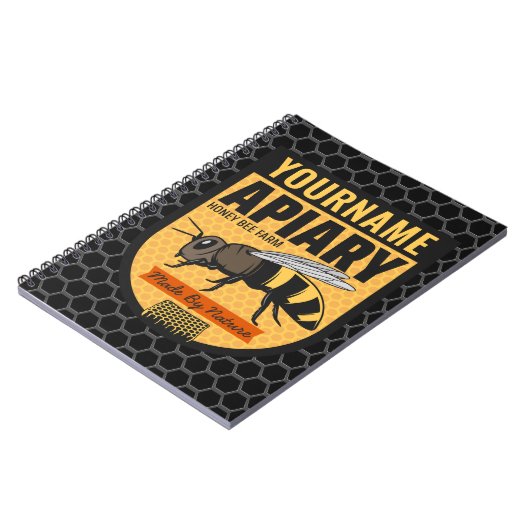 Carnet NOM PERSONNALISÉ Honey Bee Apiary Beehives Farm (Côté gauche)