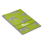 Carnet Nom personnalisé libellule sur vert (Côté Droit)