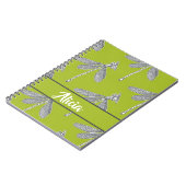 Carnet Nom personnalisé libellule sur vert (Côté gauche)