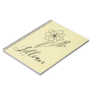 Carnet Nom personnalisé Mars jonquil Fleur de naissance