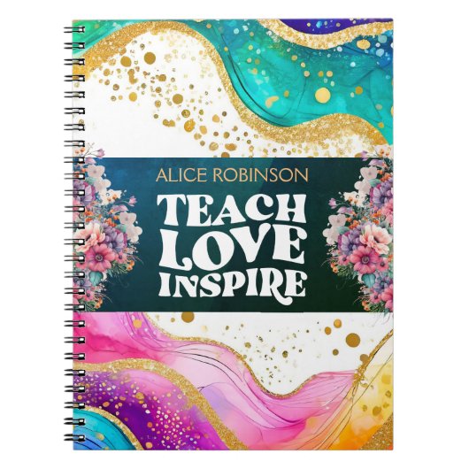 Carnet Nom personnalisé Meilleur enseignant jamais Rainbo (Devant)