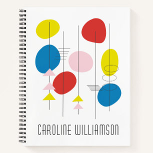 Carnet Nom personnalisé Mid Century moderne coloré