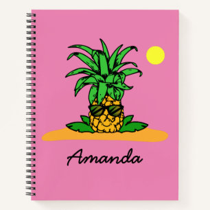 Carnet Nom personnalisé mignon ananas rose