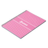 Carnet Nom personnalisé mignon Pois rose et blanc (Côté gauche)