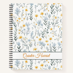Carnet Nom personnalisé minimal Fleurs sauvages d'aquarel