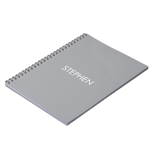 Carnet Nom personnalisé minimaliste gris (Côté gauche)