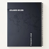 Carnet Nom personnalisé minimaliste noir et blanc (Dos)