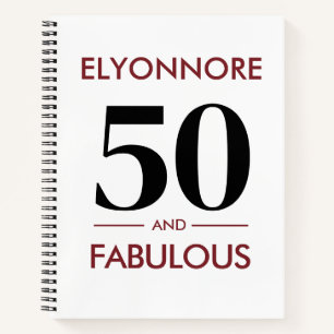 Carnet Nom personnalisé Moderne 50 ans et Fabuleux Vin de