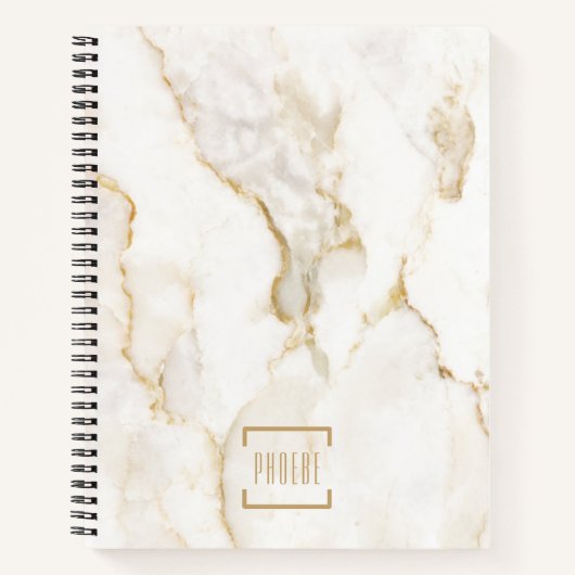 Carnet Nom personnalisé moderne Gold Effect Marble Recett (Devant)