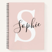 Carnet Nom personnalisé moderne Monogram Pastel Rose (Devant)