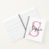 Carnet Nom personnalisé moderne Monogramme rose (Intérieur)