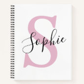 Carnet Nom personnalisé moderne Monogramme rose (Devant)