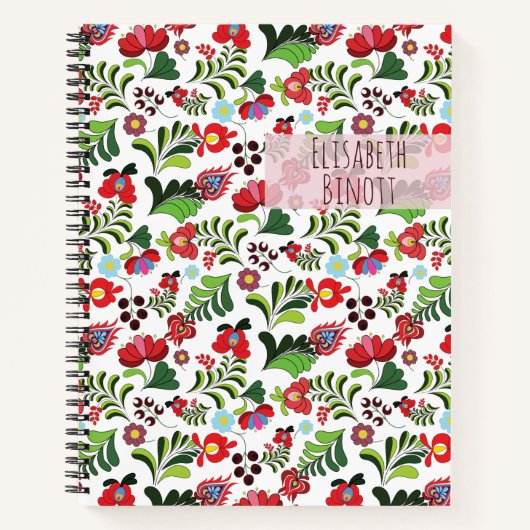 Carnet Nom personnalisé Monogram Kalocsa Matyo Motif tend (Devant)