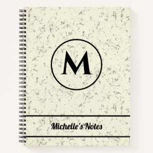 Carnet Nom personnalisé Monogramme Marbre Spiral Noteboo