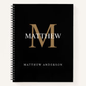 Carnet Nom personnalisé Monogramme noir (Devant)