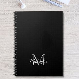 Carnet Nom personnalisé Monogramme noir