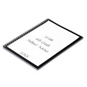 Carnet Nom personnalisé Monogramme Noir Blanc Personnalis (Côté gauche)