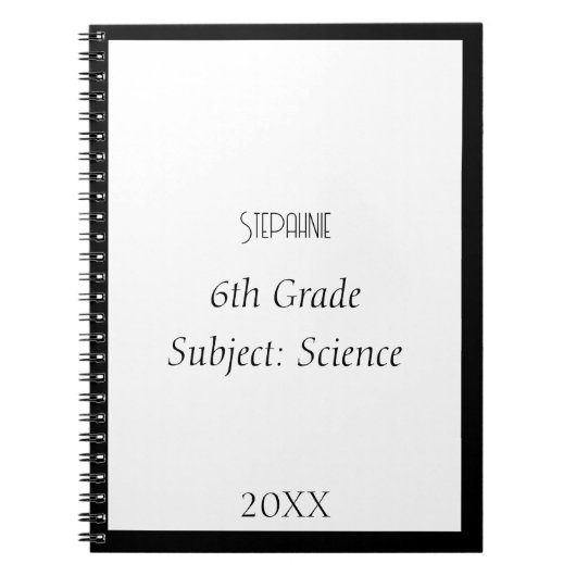 Carnet Nom personnalisé Monogramme Noir Blanc Personnalis (Devant)