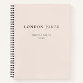 Carnet Nom personnalisé Monogramme Simple Rose Blush (Devant)