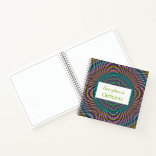 Carnet Nom personnalisé + Motif de cercles/anneaux multi