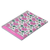 Carnet Nom personnalisé motif floral rose transparent (Côté gauche)