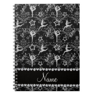 Carnet Nom personnalisé noir damas gymnastique