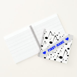 Carnet Nom personnalisé + Nombreux bloc-notes musicaux M