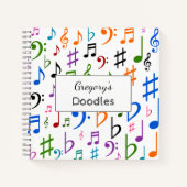 Carnet Nom personnalisé ; Nombreux notes et symboles de m (Devant)