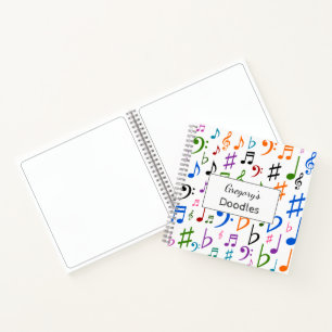 Carnet Nom personnalisé ; Nombreux notes et symboles de m