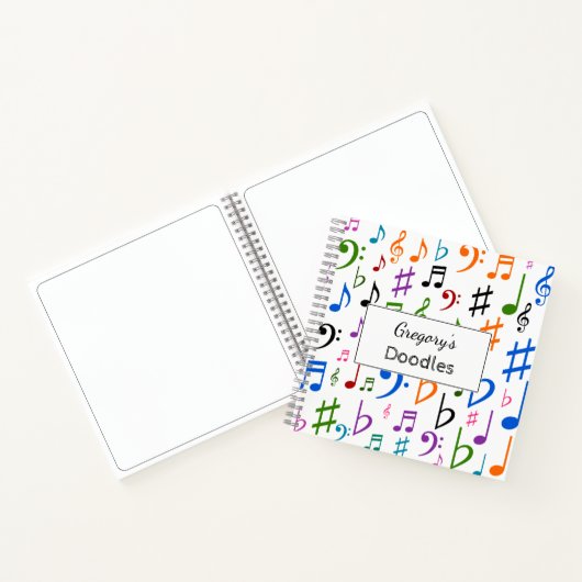 Carnet Nom personnalisé ; Nombreux notes et symboles de m (Intérieur)