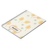 Carnet Nom personnalisé orange feuille tropicale crème (Côté gauche)