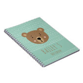 Carnet Nom personnalisé Ourson mignon pour enfants (Côté Droit)