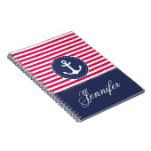 Carnet Nom personnalisé par Ancre bleue rouge de motif (Côté Droit)