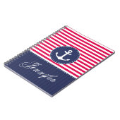 Carnet Nom personnalisé par Ancre bleue rouge de motif (Côté gauche)